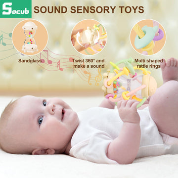 Socub Baby Montessori Sensory Toys For 0-6 6-12 Months, Food Grade Teething Toys For Babies 3-6 6-12 12-18 Months, Newborn Infan