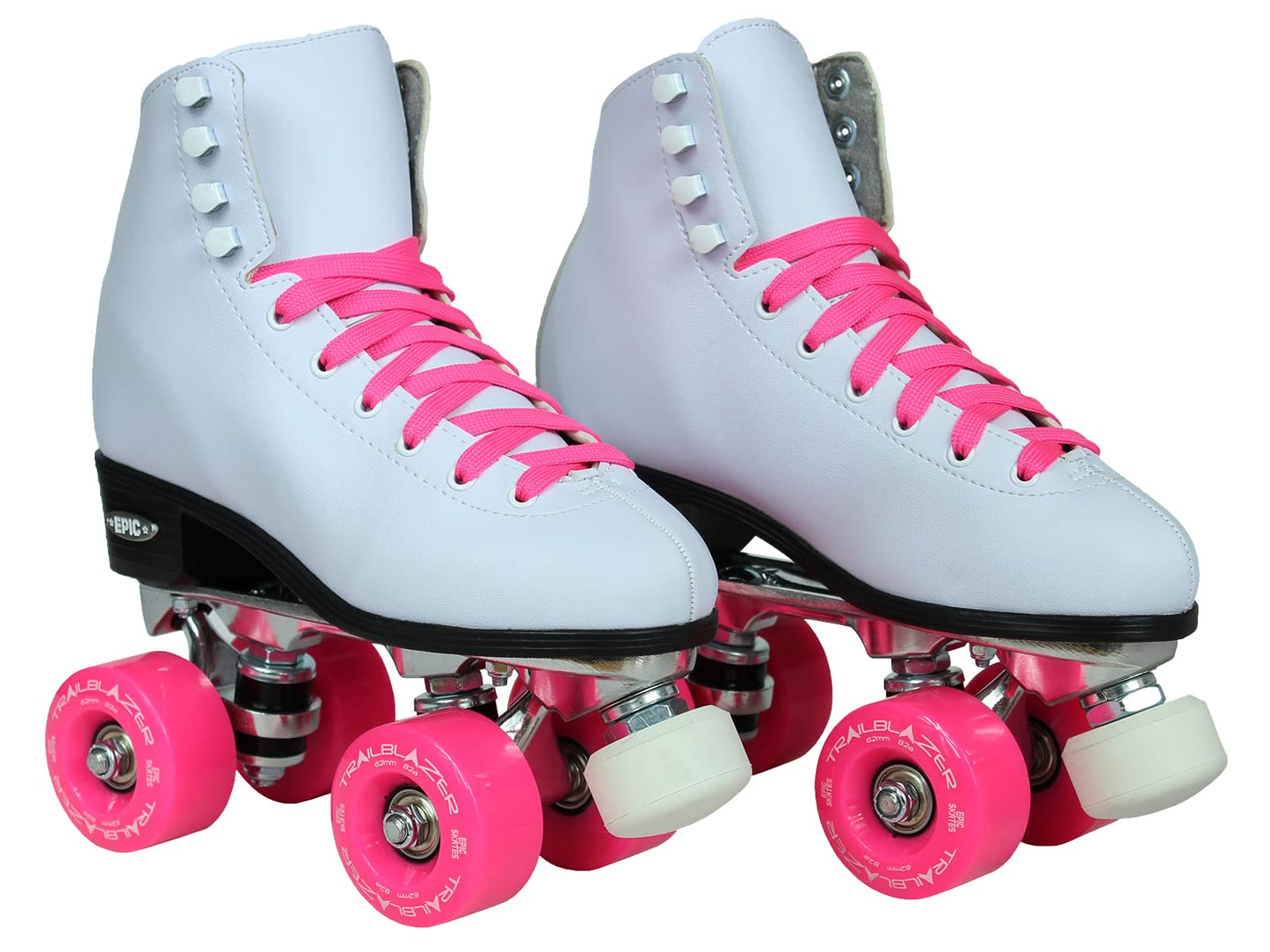 Epic Skates Classic White With Pink Wheels Roller Skates Classwhpnk09