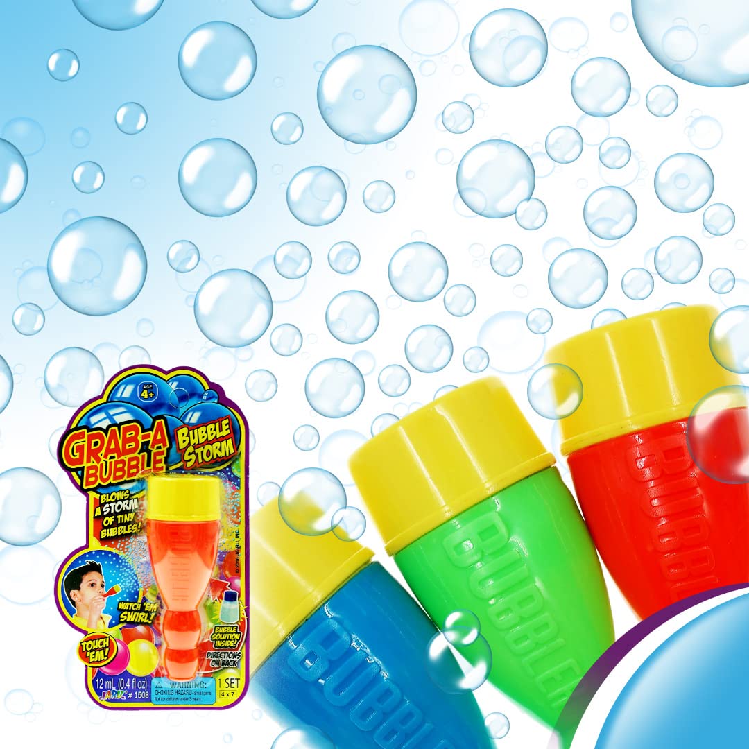 Ja-Ru Mini Handheld Bubble Blower With Non Toxic Bubble Solution | Touchable Bubbles For Kids | Stress Relief Fidget Toy | Bubble Party Favors For Kids (3 Pack) 1508-3A