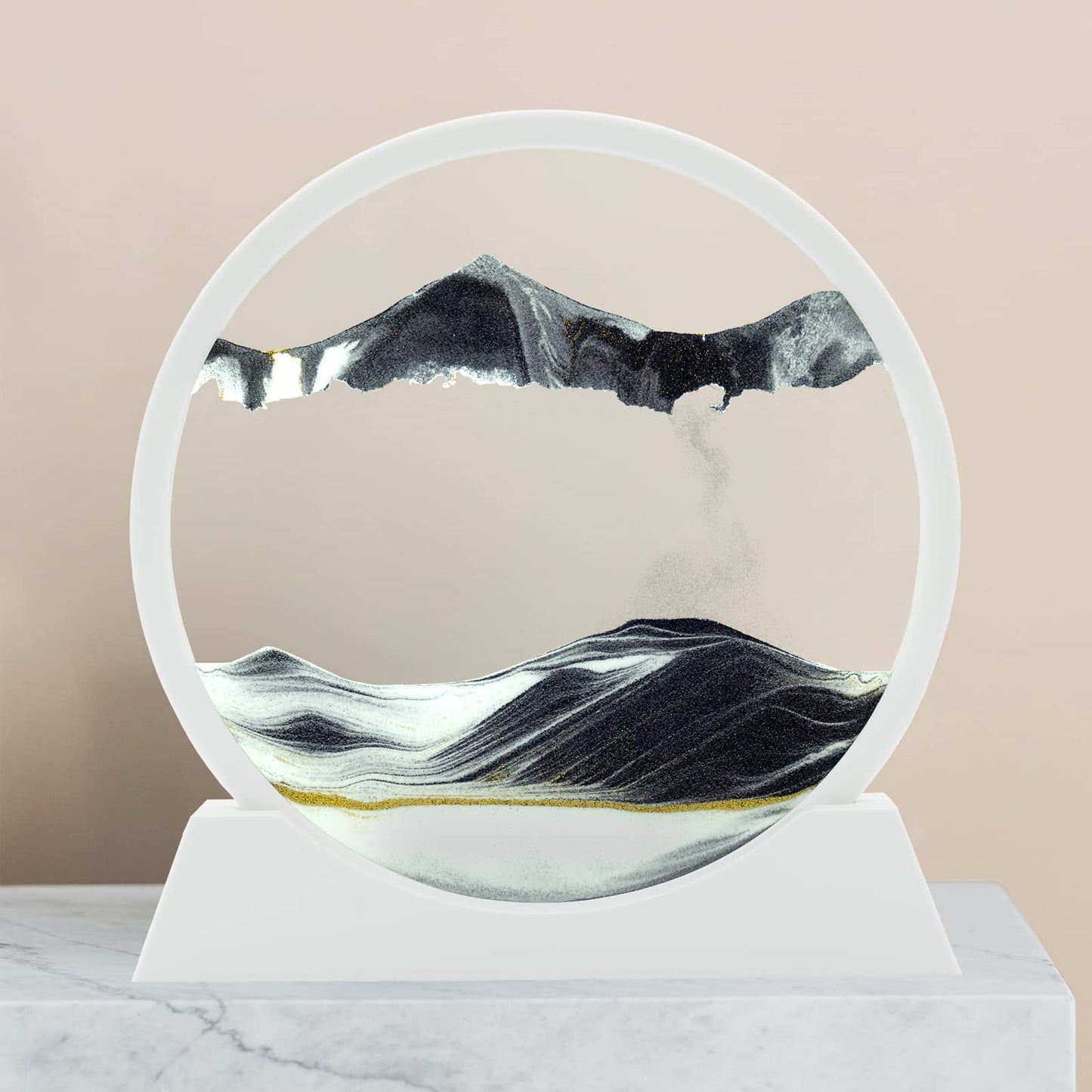 Winthfure Moving Sand Art Picture 3D Deep Sea Sandscape In Motion Display Round Glass Flowing Sand Frame, Kid Children'S Large D