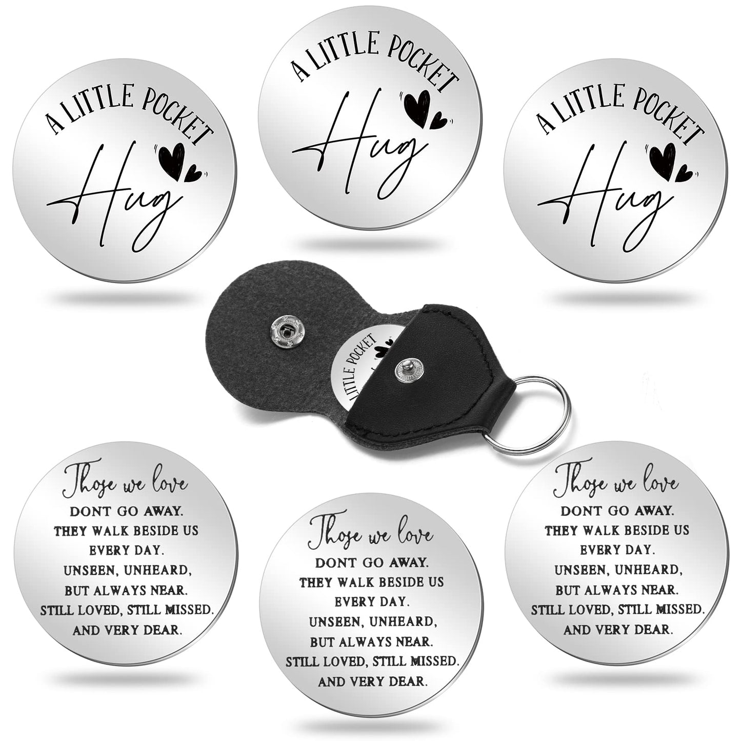 3 Pieces A Little Pocket Hug Tokens Keepsake Those We Love Don'T Go Away Sympathy Quotes Stainless Steel Coin Sign Double Sided