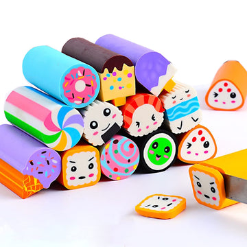 Food Erasers 12 Pack Sushi Desserts Desk Pet Erasers for Kids Cute Fun School Supplies Prize Gifts Party Favors