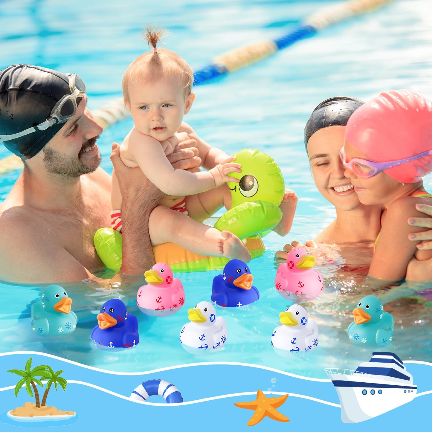 Anggiko 60 Pack Cruise Rubber Duck Kits Includes 20 Pcs Rubber Cruise Ducks, 20 Pcs Tags And 20 Pcs Rubber Bands, Cruise Ships H