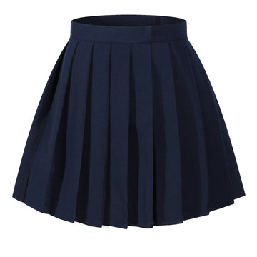 Beautifulfashionlife Girls`S Japan Back To School Uniform Pleated Cosplay Costumes Skirts Dark Blue