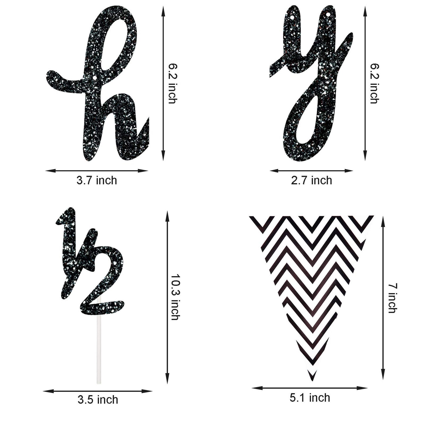 Boao Pre- Strung Half Birthday Decorations Set 6 Months Happy 1/2 Birthday Banner, Glitter 1/2 Half Year Cake Topper, Triangle F