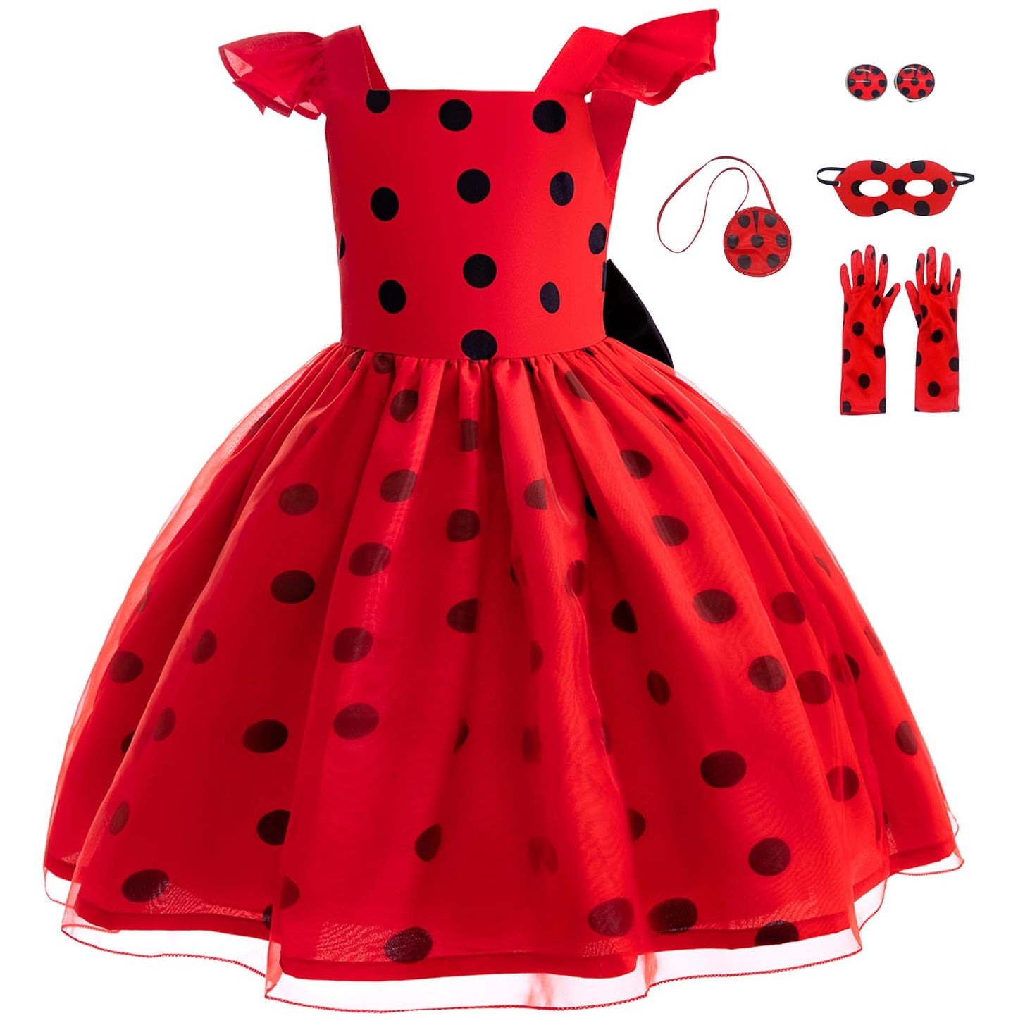 Sgehen Girls Ladybug Costume Dress Birthday Halloween Christmas Cosplay Party Dress 8 9