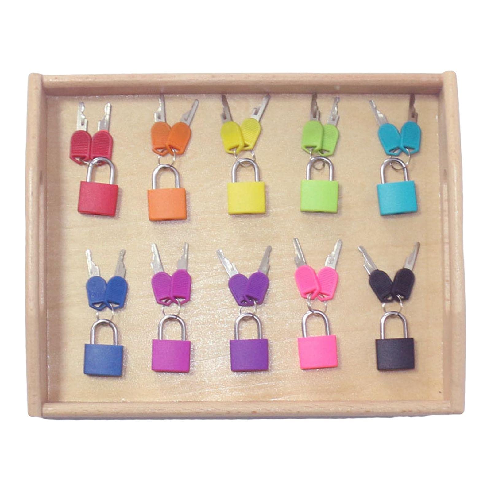 Calandis 10X Color Montessori Matching Colorful Keys And Locks Set 10 Locks And Tray | Developmental Baby Toys | Toys For Baby