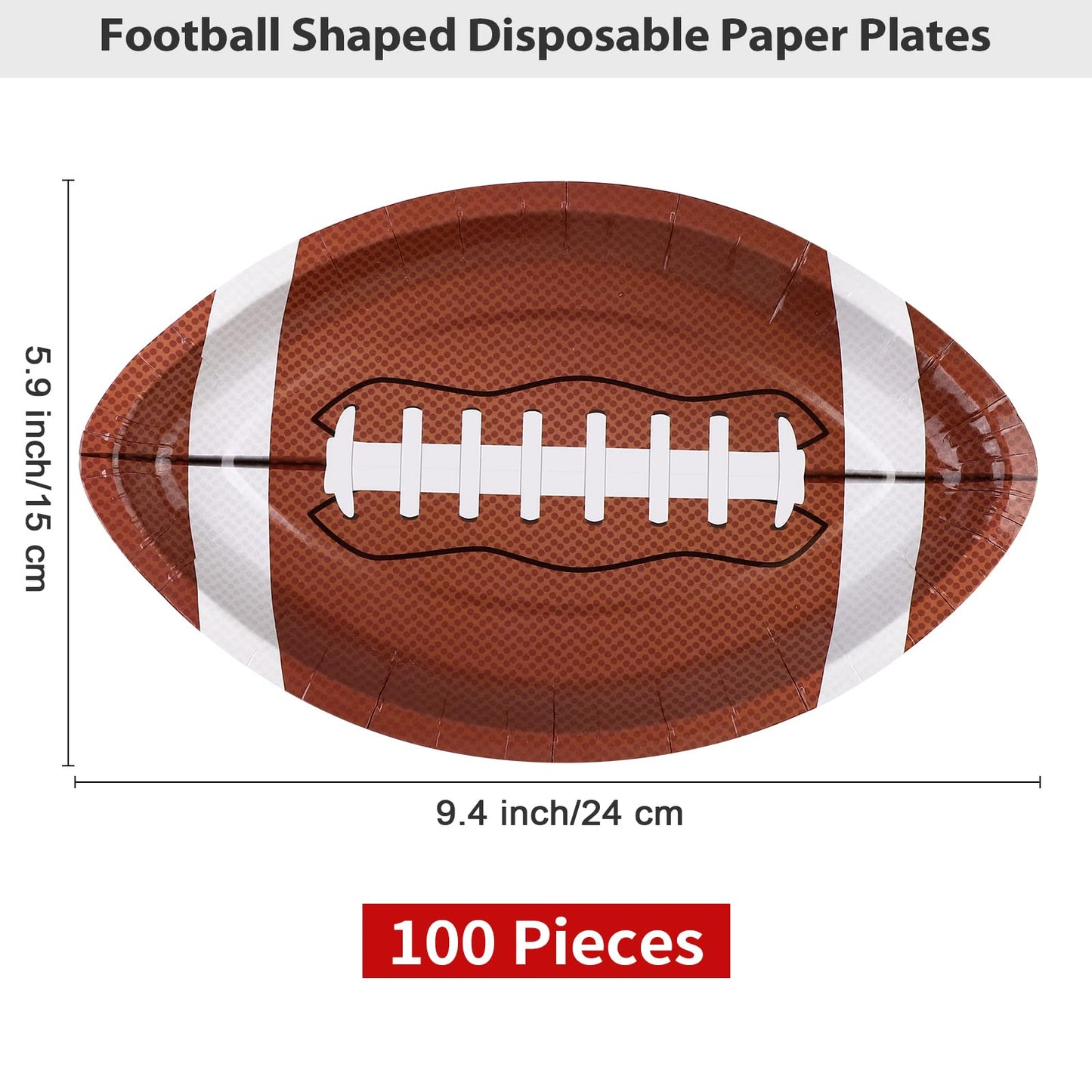 Adxco 100 Pieces Football Shaped Disposable Paper Plates Football Party Plates Football Party Supplies For Football Theme Party Supplies Sports Game Birthday Decoration, 9.4 X 5.9 Inch