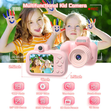 Temodu Kids Camera, Best Birthday Festival Toys Gifts For Girls Boys Age 3 4 5 6 7 8 9 10 11 12 Year Old, Digital Camera For Kid