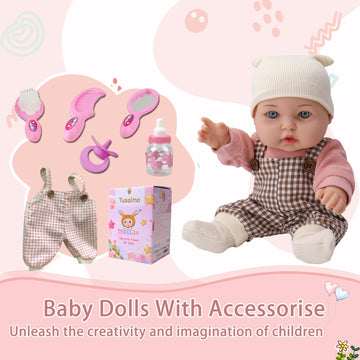 Tusalmo Baby Doll For 3 Year Old Girls & Boys, 12'' Soft Body Toddler Doll With Clothes Accessories, Birthday Gift Box Toys