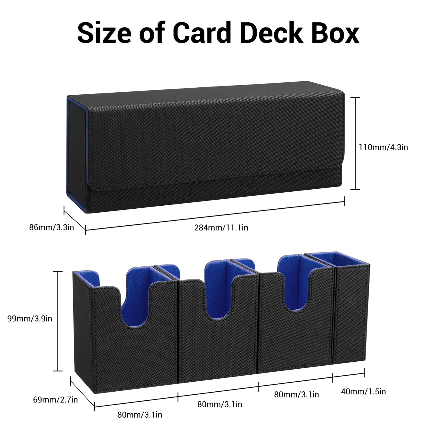 Foteemo Card Deck Box For Mtg, 4 In 1 Commander Deck Box Deck Box With Dice Tray Trading Card Deck Storage Box Holding 300+ Slee