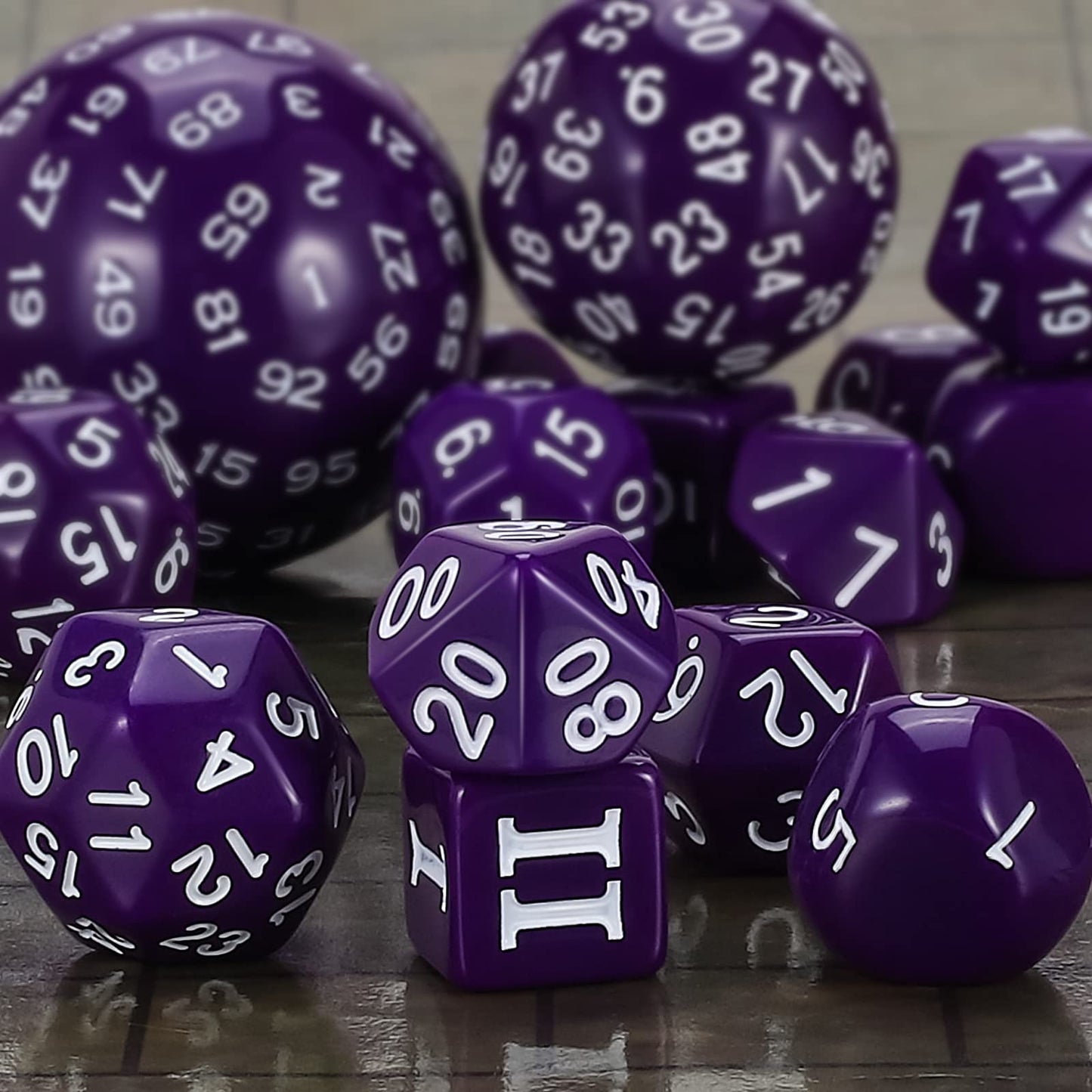 Ciaraq Dnd Polyhedral Dice Set (15Pcs) D4-D100 Game Dice With Dice Bag For Dungeons And Dragons Role Playing Table Games (Purple