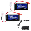 URGENEX 7.4V Lipo Battery with JST Plug 1200mAh 30C 2S Rechargeable Lithium Batteries Fit for Most 1/10 1/16 1/18 1/24 Scale RC 