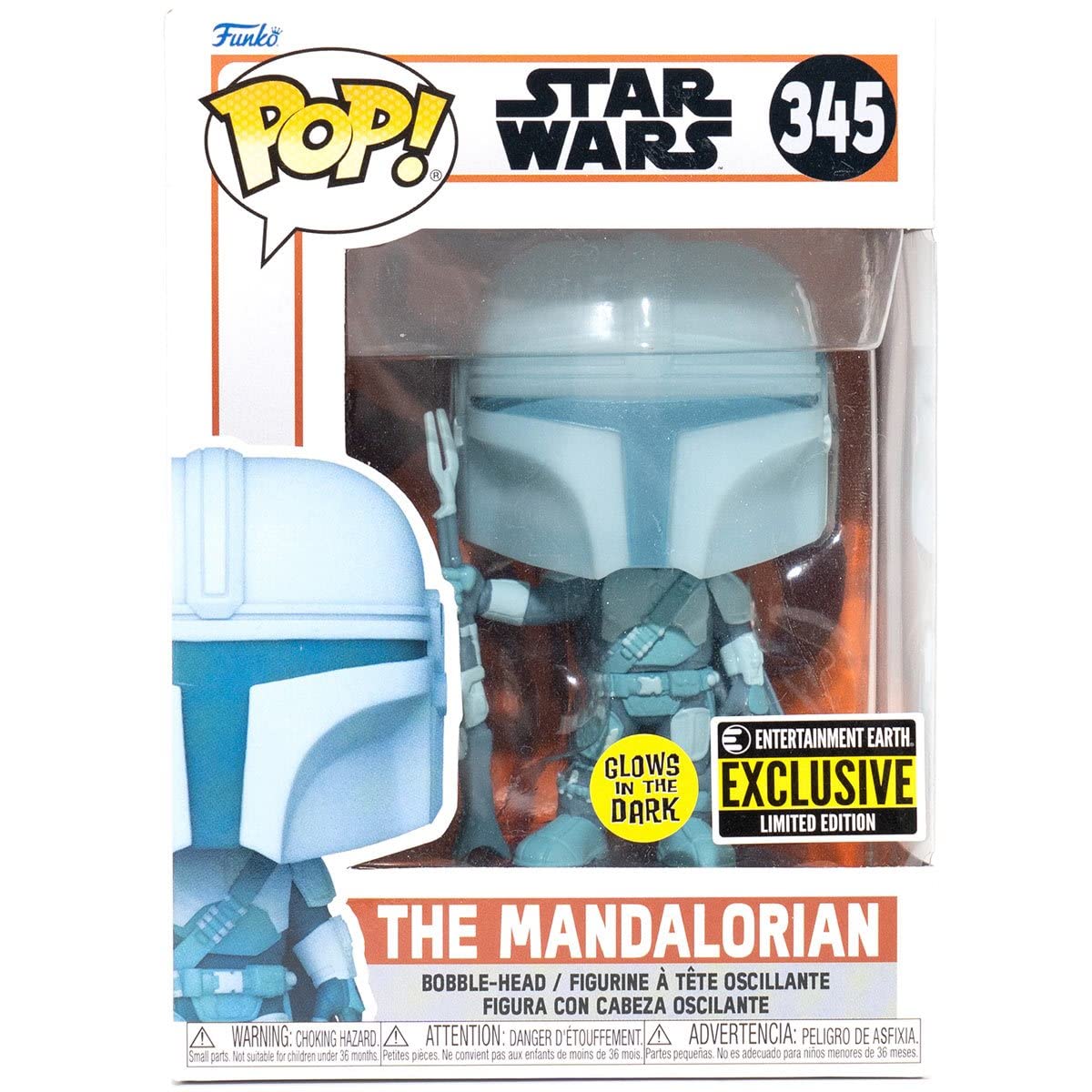 POP Star Wars: The Mandalorian - Mandalorian (Din Djarrin) Hologram Glow-in-The-Dark limited availability Funko Vinyl Figure (Bundled with Compatible Box Protector Case)