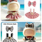 (4-Pack) 17cm Clothes Set  Black Plaid Outfit & Pink Plaid Dress Set with Bow Clip and Metallic Details  Cute Pink Clothing  Knitted Doll Clothes with Hat & Crossbody Bag for 17cm Doll