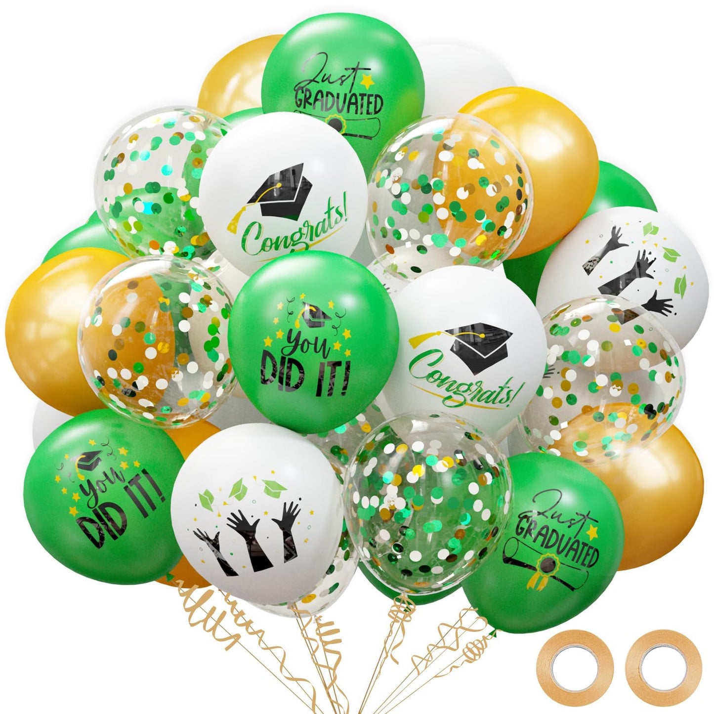 2025 Graduation Party Decorations, 68Pcs Graduation Balloons Green And Gold Graduation Decorations For College High School Class Of 2025 Congrats Grad Party Decor