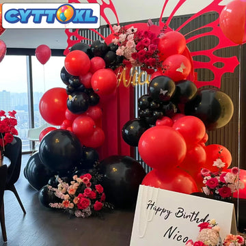 Cyttokl Red And Black Balloons 12 Inch 100 Pack Red Black Latex Helium Balloons For Birthday Wedding Baby Shower Party Decoratio