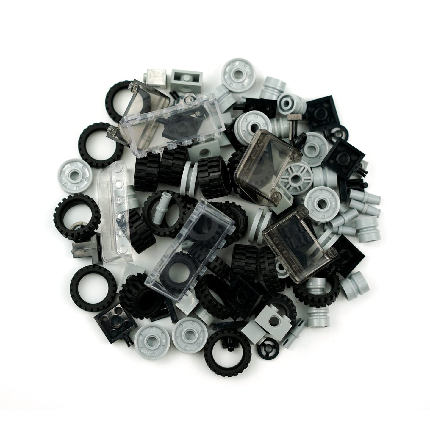 Wheels And Axles Sets Tires, 102 Car Parts And Pieces, Windshield Steering Wheel Chassis Bricks Educational Toys