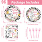 Gisgfim 96Pcs Holy Cow I'M One Party Supplies Pink Cow Print Paper Plates Napkins Cow First Party Tableware Set Cow Floral Dinne