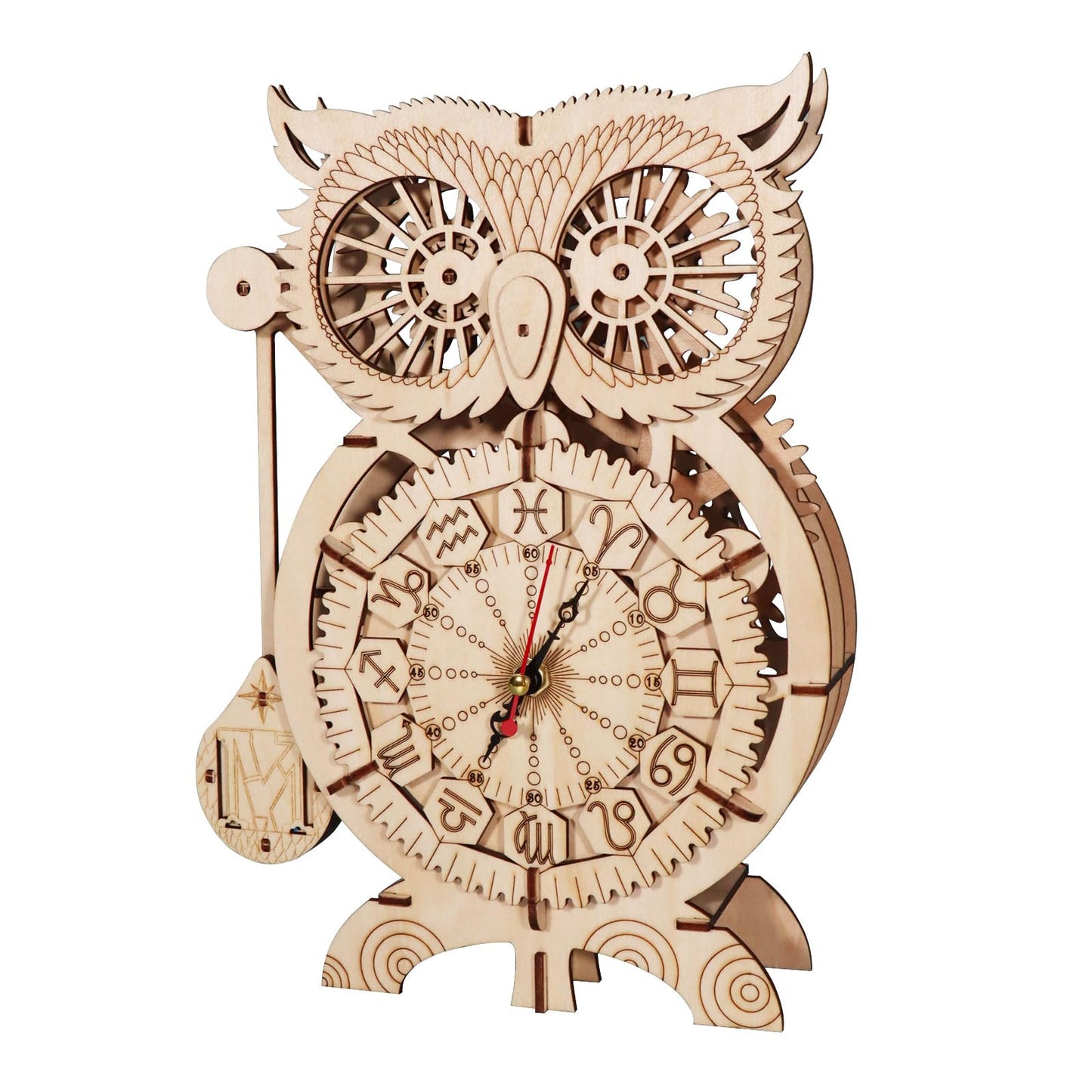Music Park 3D Wooden Puzzles for Adults Owl Clock Mechanical Model Kits to Build Handmade Craft Unique
