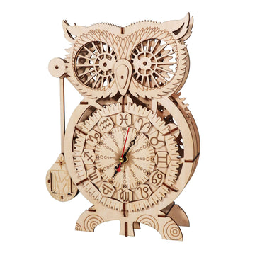 Music Park 3D Wooden Puzzles for Adults Owl Clock Mechanical Model Kits to Build Handmade Craft Unique