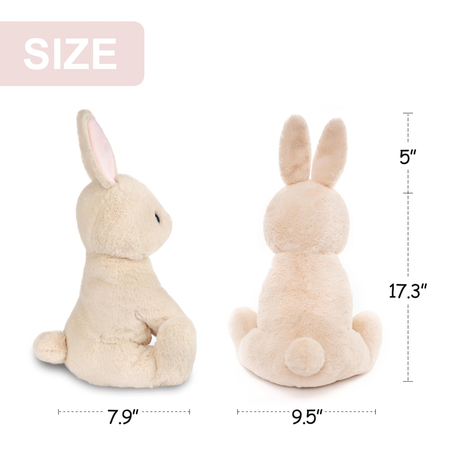 WEIGEDU 17.3-Inch Rabbit Bunny Stuffed Animal Plush Toy for Kids, Boys, Girls, Babies - Perfect Birthday, Easter, and Christmas