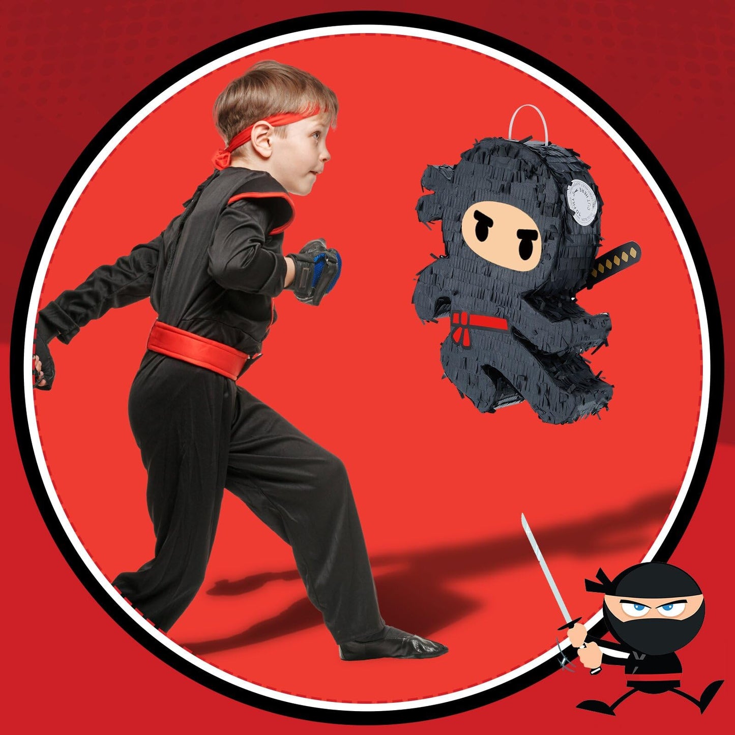 Karate Ninja Piata Ninja Birthday Party Supplies with Piata Stick Confetti and Blindfold, Warrior Birthday Party Decor for Adult