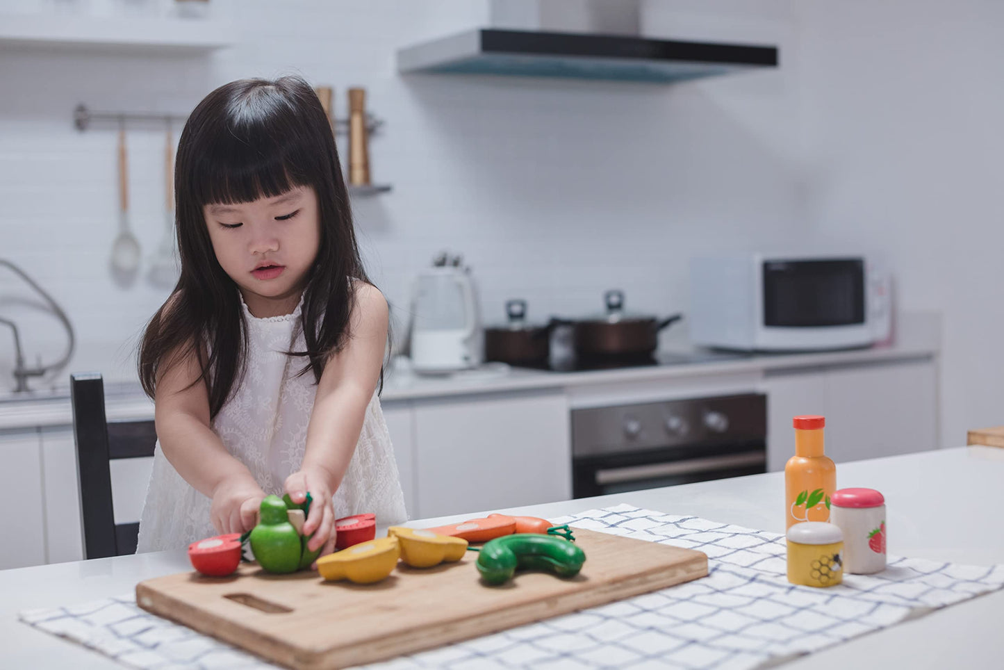 Plantoys Wooden Food And Beverage Kitchen Playset (3432) | Sustainably Made From Rubberwood And Non-Toxic Paints And Dyes