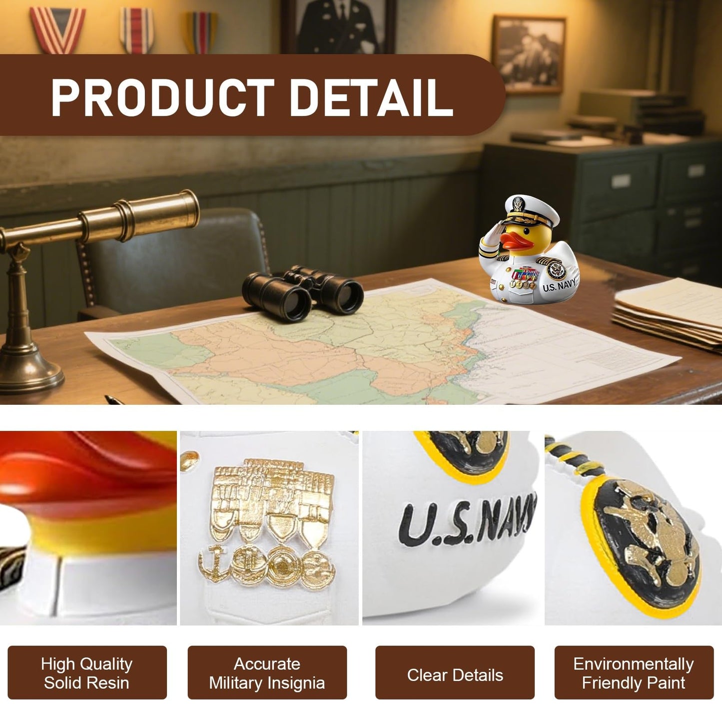evqosiv Veterans Memorial Duck, Rubber Ducky Gifts, Resin Veteran Duck Figurines Forces Memorial Rubber Ducks Army Military Rubb