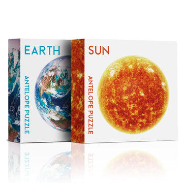 Antelope 2 In 1 1000 Piece Round Puzzle Bundle - Earth - 1000 Piece Space Jigsaw Puzzle Bundle With Sun -1000 Piece Jigsaw Puzzle, Planet Jigsaw Puzzle, Space Puzzle