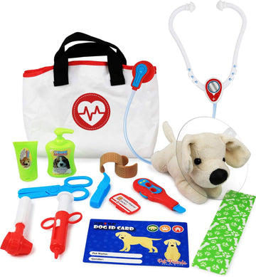 Click N' Play Kids Veterinary Playset, Vet Play Sets for Kids, Vet Pretend Play for Kids, Vet Set Includes Plush Dog Toy and Vet