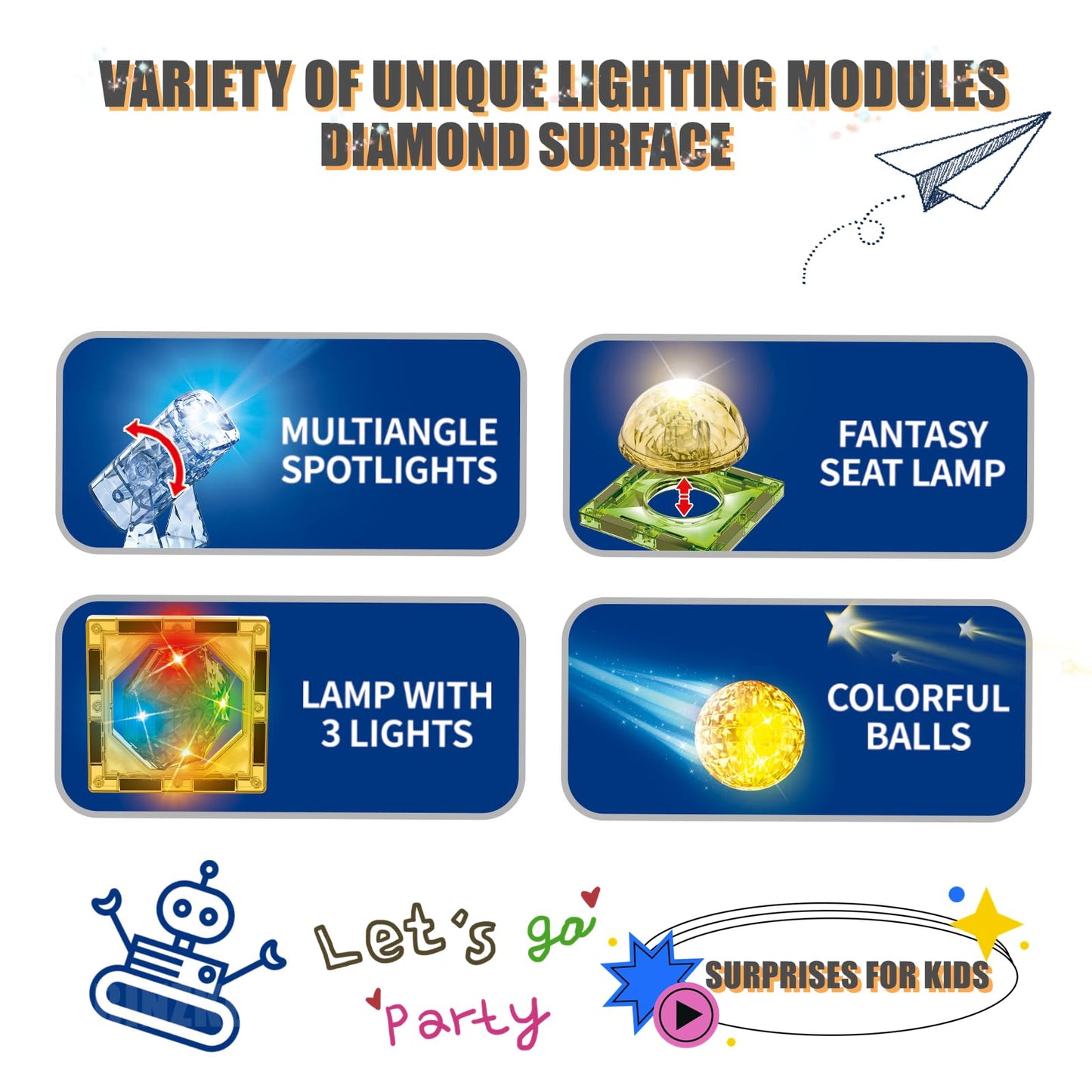 Binzkbb Magnetic Tiles 110Pcs - 3D Lighted Magnet Building Blocks For Kids,Creative Dinosaur Toys Educational Sensory Stack Stem Construction Toys For Kids Ages 3 4 5 6 8 10+ Year Old Boys Girls