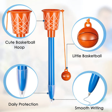 Zonon 32 Pieces Basketball Hoop Pens Bulk Basketball Party Favors Basketball Novelty Pens Basketball Stress Balls For Sports Par