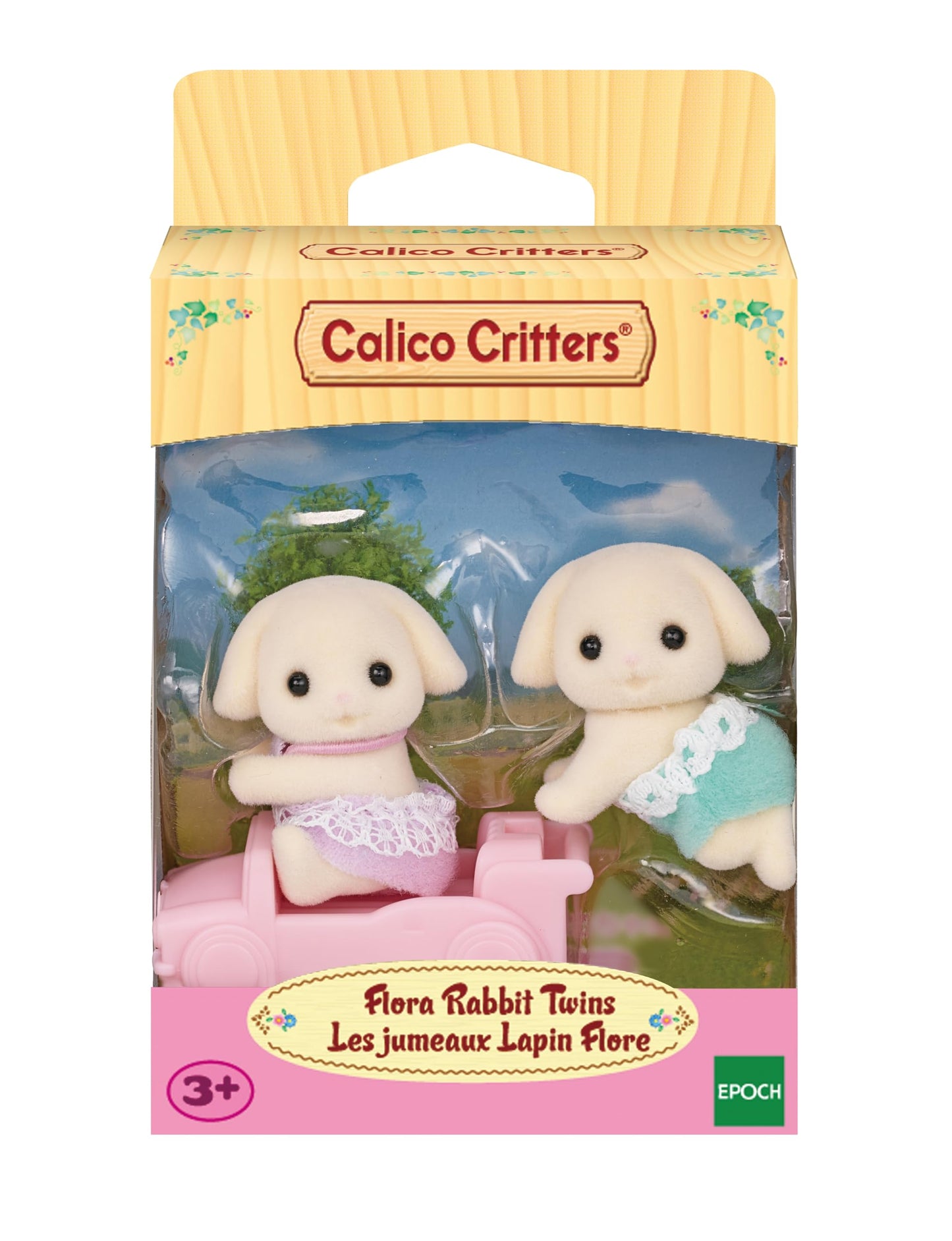 Calico Critters Flora Rabbit Twins - Set Of 2 Collectible Doll Figures For Ages 3+
