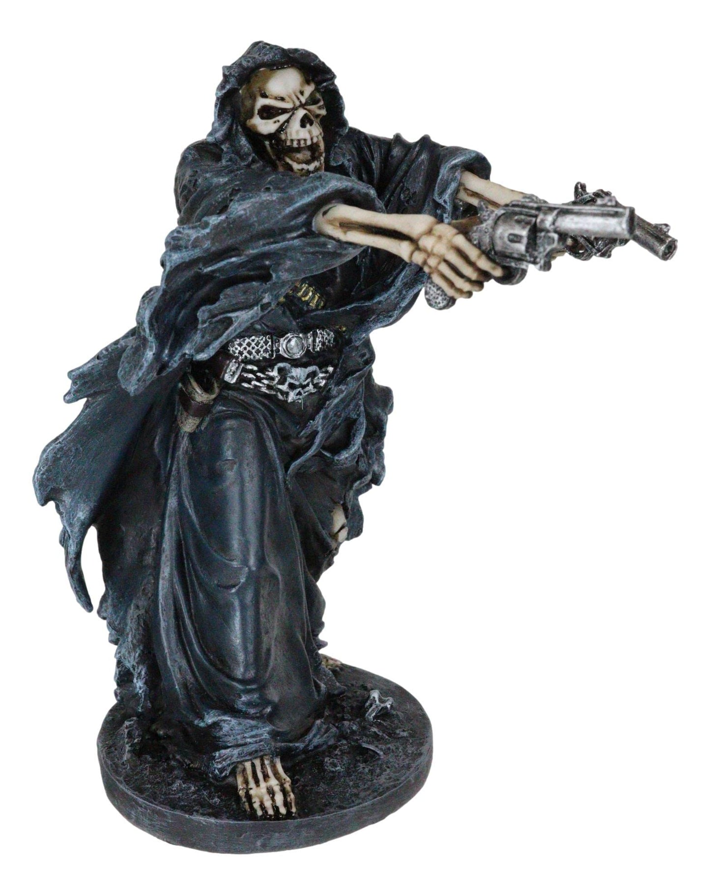 Ebros Gift Gothic Grim Reaper Skeleton Assassin With Dual Pistols Figurine 9' Tall Day Of The Dead Dod Skulls Ossuary Macabre Graveyard Spooky Halloween Death Reapers Decor Statue