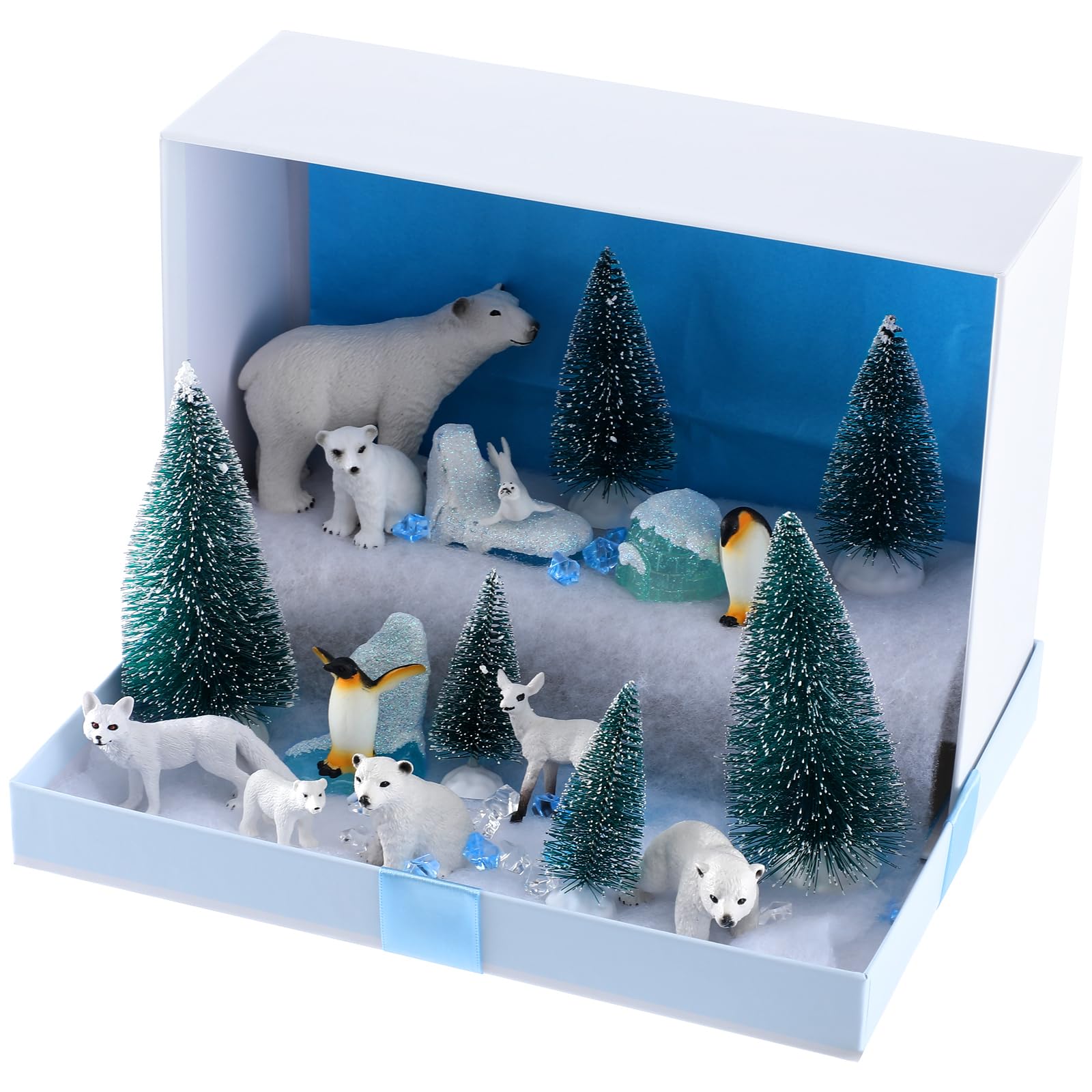 Glimin Polar Animals School Projects Set Diorama Supplies Kit Figurine Toys Model Diorama Project Set Educational Toys Birthday