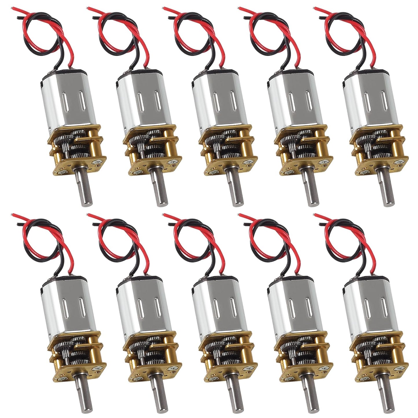 XIITIA 10pcs DC 3V-6V Mini N20 Gear Motor Slow Speed Full Metal Gearbox Without Terminal for Smart Car DIY RC Toys