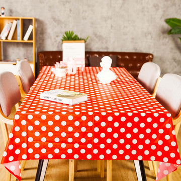 Zjdhpty 3Pack Plastic Table Cloth Disposable For Rectangle Tables, Red Polka Dot Table Cloths For Birthday Christmas And Mickey