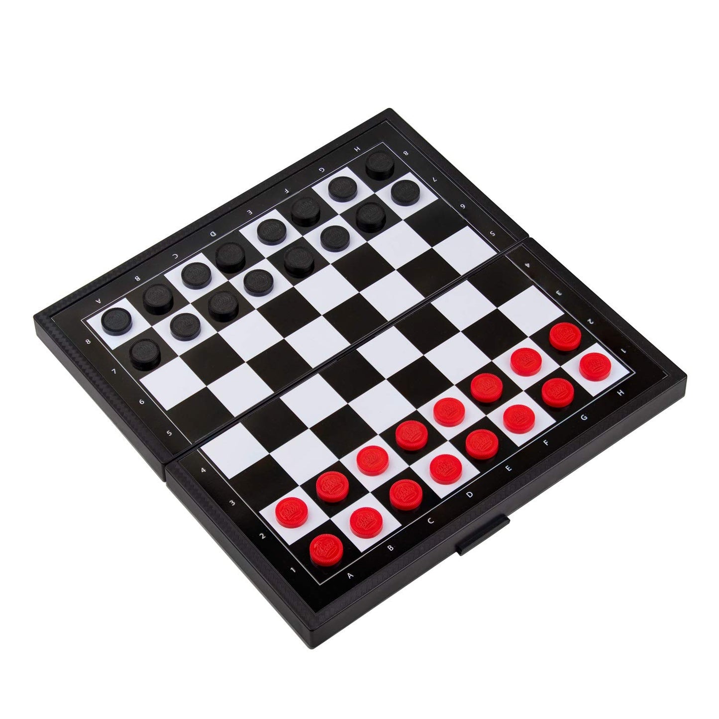 BUYESS Magnetic Checkers Board Game - Portable Mini Set, 9.8x9.8 inches, Black, Model BY-244, Includes Magnetic Checker Pieces