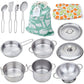 Play Pots and Pans Toys for Kids - Kitchen Playset Pretend Cookware Mini Stainless Steel Cooking Utensils Development Toys for T