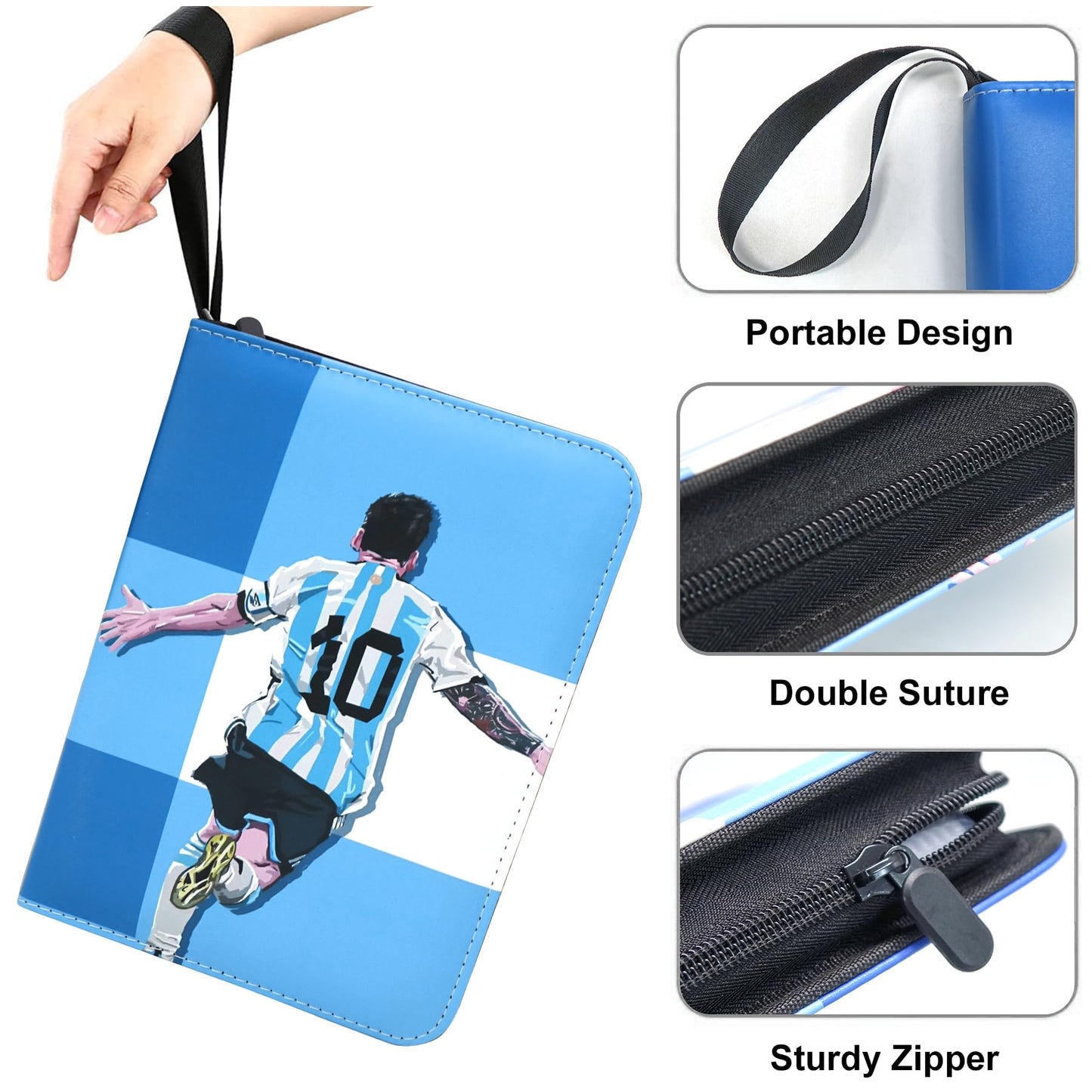 400 Pockets Soccer Card Binder for Soccer Trading Cards 2025-2026 Portable Waterproof Storage Bag with Removable Sleeves for Sports TCG Cards Collectors