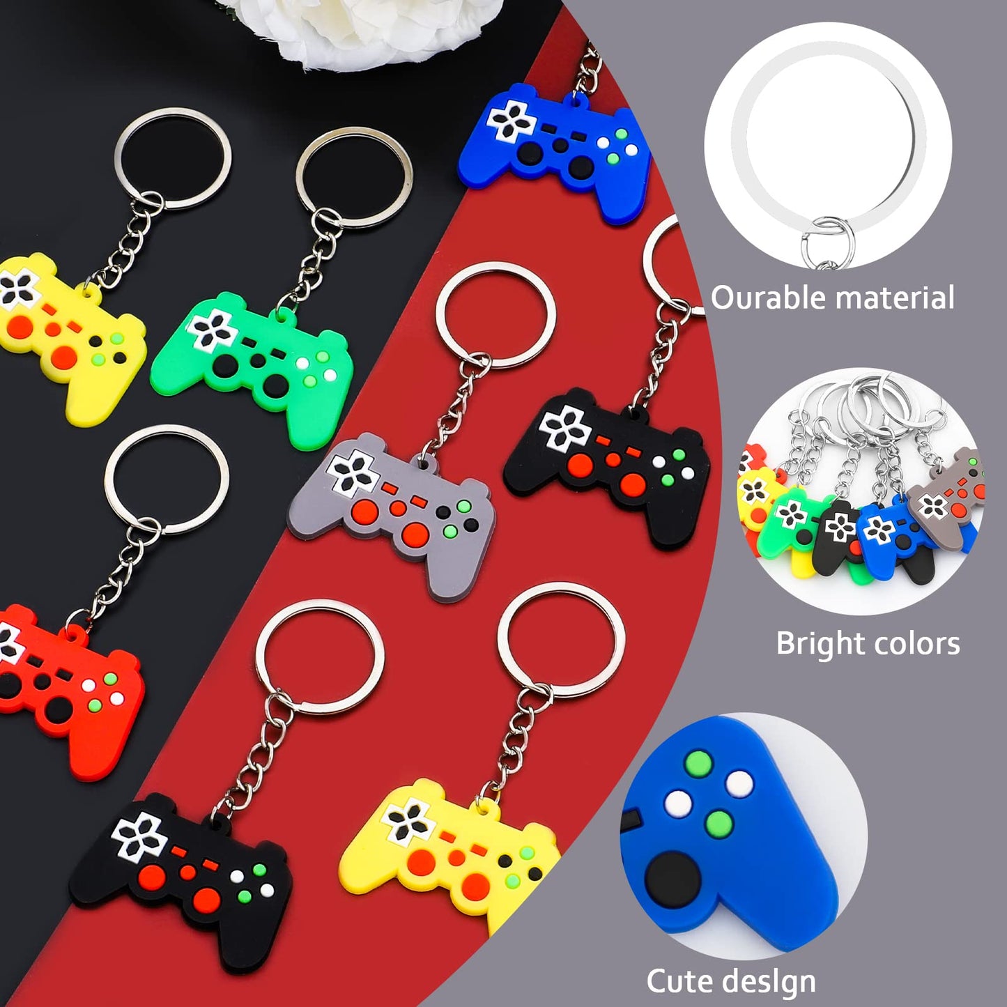 30PCs Video Game Party Favors Keychains Game Controller Keychains for Boys Girls Video Game Birthday Party Goodie Bag Fillers