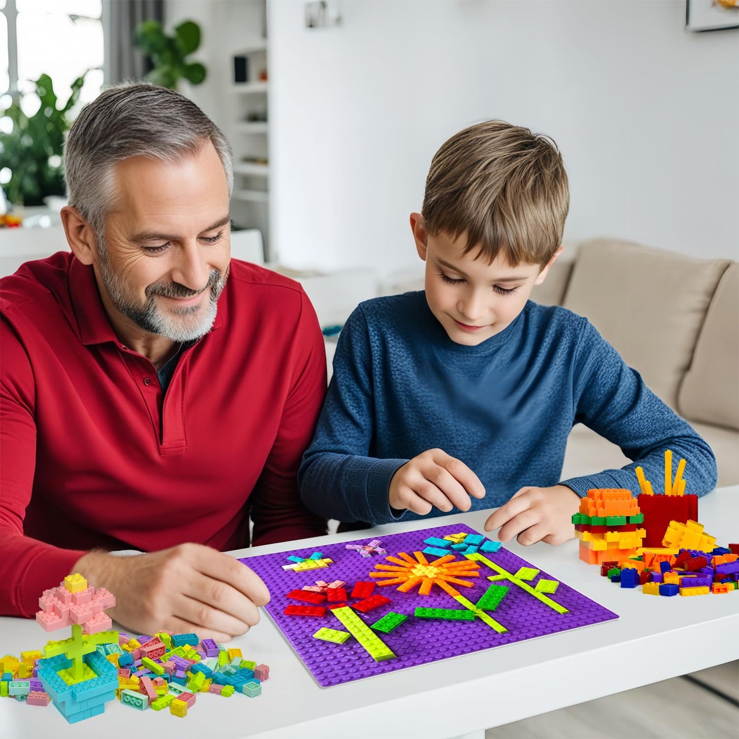 Bestoyz Building Bricks Baseplates Multipack, 32X32 Stud, 8 Pack Of Base Plates In 4 Rainbow Color: Orange, Red, Yellow & Purple, Base For Building Blocks Creations, 10X10 In. (25.5X25.5 Cm)