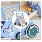 Beright Wooden Baby Walker Push And Pull Learning Activity Walker With Wheels Montessori Walker Toy Multiple Activities Center Develops Motor Skills & Stimulates Creativity (Blue)