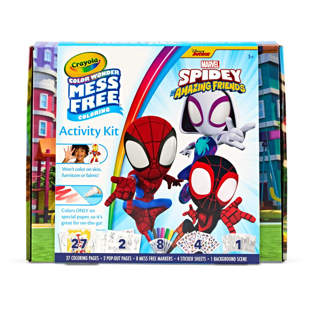 Crayola Color Wonder Spidey and His Amazing Friends Kit, Mess Free Coloring, Spiderman Coloring Pages & Stickers, Spiderman Toy,