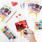 KIMOBER 24 Packs Valentines Day Gifts Cards with Watercolor Paint,Valentines Day Exchange Gifts with 25 Seal Bags for School Cl