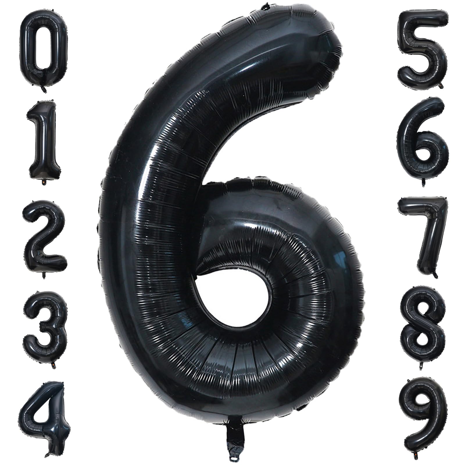 Paticool 40 Inch Black Number Balloon 6, Large Number Foil Balloons Mylar For Girl Boy Birthday Party Celebration Decorations Su