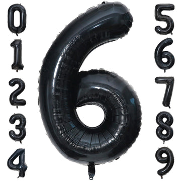 Paticool 40 Inch Black Number Balloon 6, Large Number Foil Balloons Mylar For Girl Boy Birthday Party Celebration Decorations Su