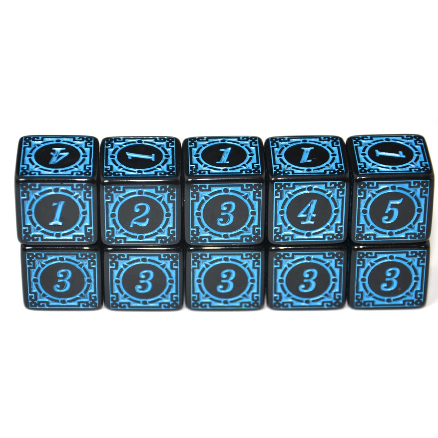 SmartDealsPro 10-Pack D6 Six Sides 16mm Dice Die for DND MTG PRG Wow Table Game Math Teaching (Blue Letter)