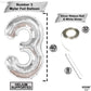 Katchon, Big Silver Number 3 Balloon - 40 Inch | 3 Birthday Balloon, 3Rd Birthday Decorations For Girls | 3 Balloon Number, 3 Year Old Balloons Birthday | Silver 3Rd Birthday Decorations For Boys